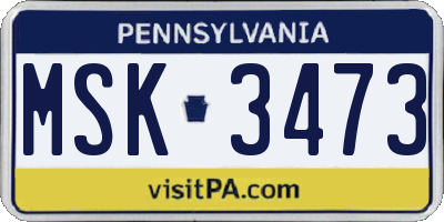 PA license plate MSK3473