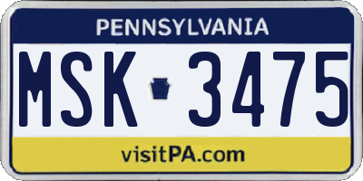 PA license plate MSK3475