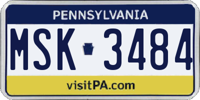 PA license plate MSK3484