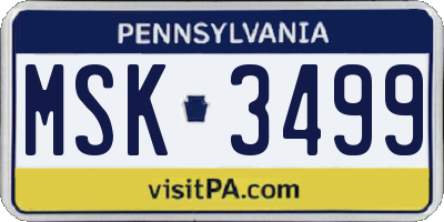PA license plate MSK3499