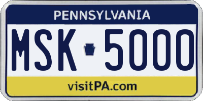 PA license plate MSK5000