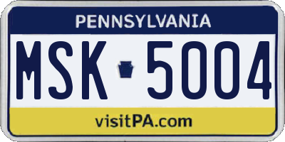 PA license plate MSK5004