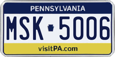 PA license plate MSK5006