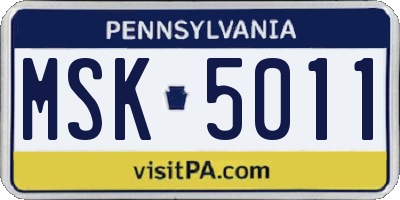 PA license plate MSK5011