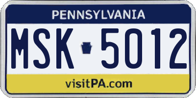 PA license plate MSK5012