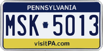 PA license plate MSK5013