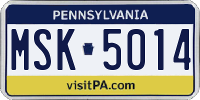 PA license plate MSK5014