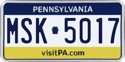 PA license plate MSK5017