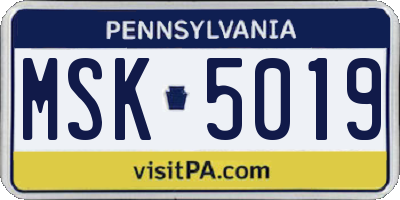 PA license plate MSK5019