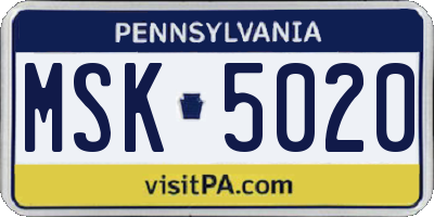 PA license plate MSK5020