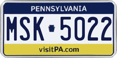 PA license plate MSK5022