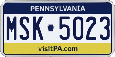 PA license plate MSK5023