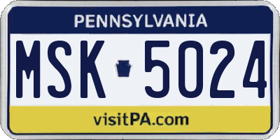 PA license plate MSK5024
