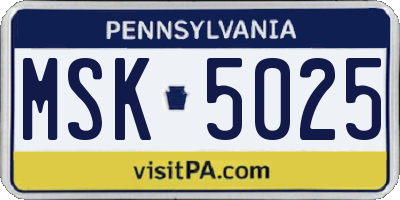PA license plate MSK5025
