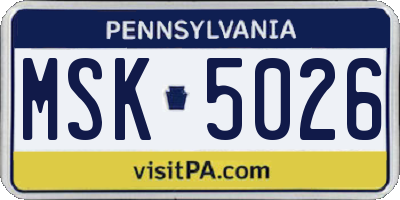 PA license plate MSK5026