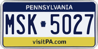 PA license plate MSK5027