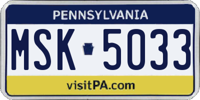 PA license plate MSK5033