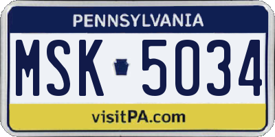 PA license plate MSK5034