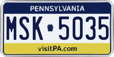 PA license plate MSK5035