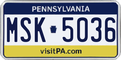 PA license plate MSK5036