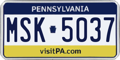 PA license plate MSK5037