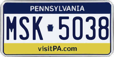 PA license plate MSK5038