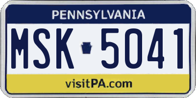 PA license plate MSK5041