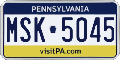 PA license plate MSK5045