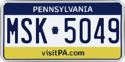 PA license plate MSK5049