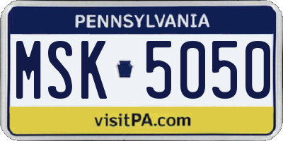 PA license plate MSK5050