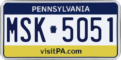 PA license plate MSK5051