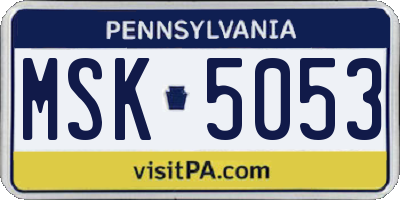 PA license plate MSK5053