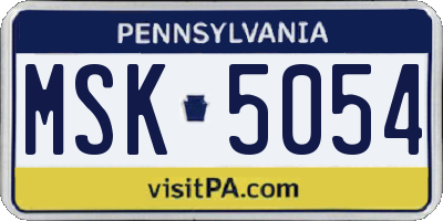 PA license plate MSK5054