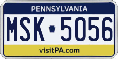 PA license plate MSK5056
