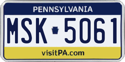 PA license plate MSK5061