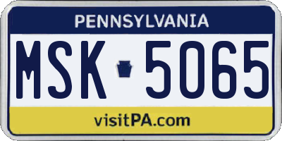 PA license plate MSK5065