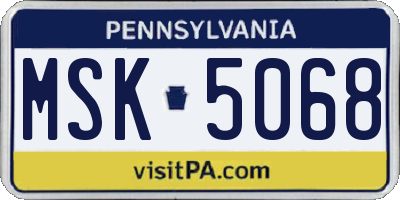PA license plate MSK5068
