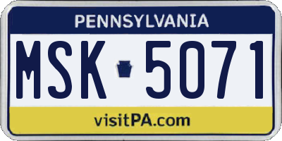 PA license plate MSK5071
