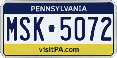 PA license plate MSK5072
