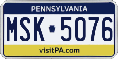 PA license plate MSK5076