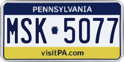 PA license plate MSK5077