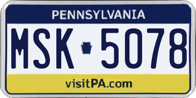 PA license plate MSK5078