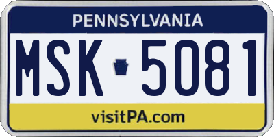PA license plate MSK5081