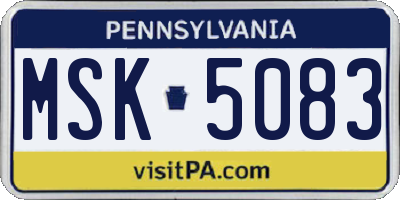 PA license plate MSK5083