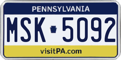 PA license plate MSK5092