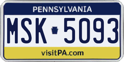 PA license plate MSK5093