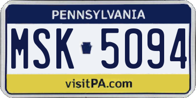 PA license plate MSK5094