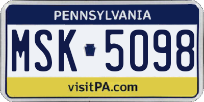 PA license plate MSK5098