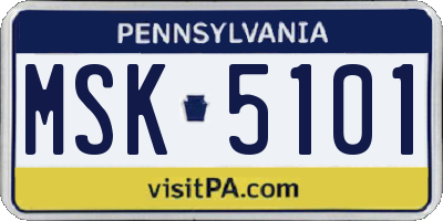 PA license plate MSK5101