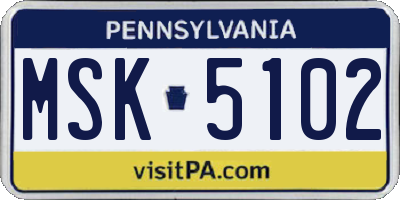 PA license plate MSK5102